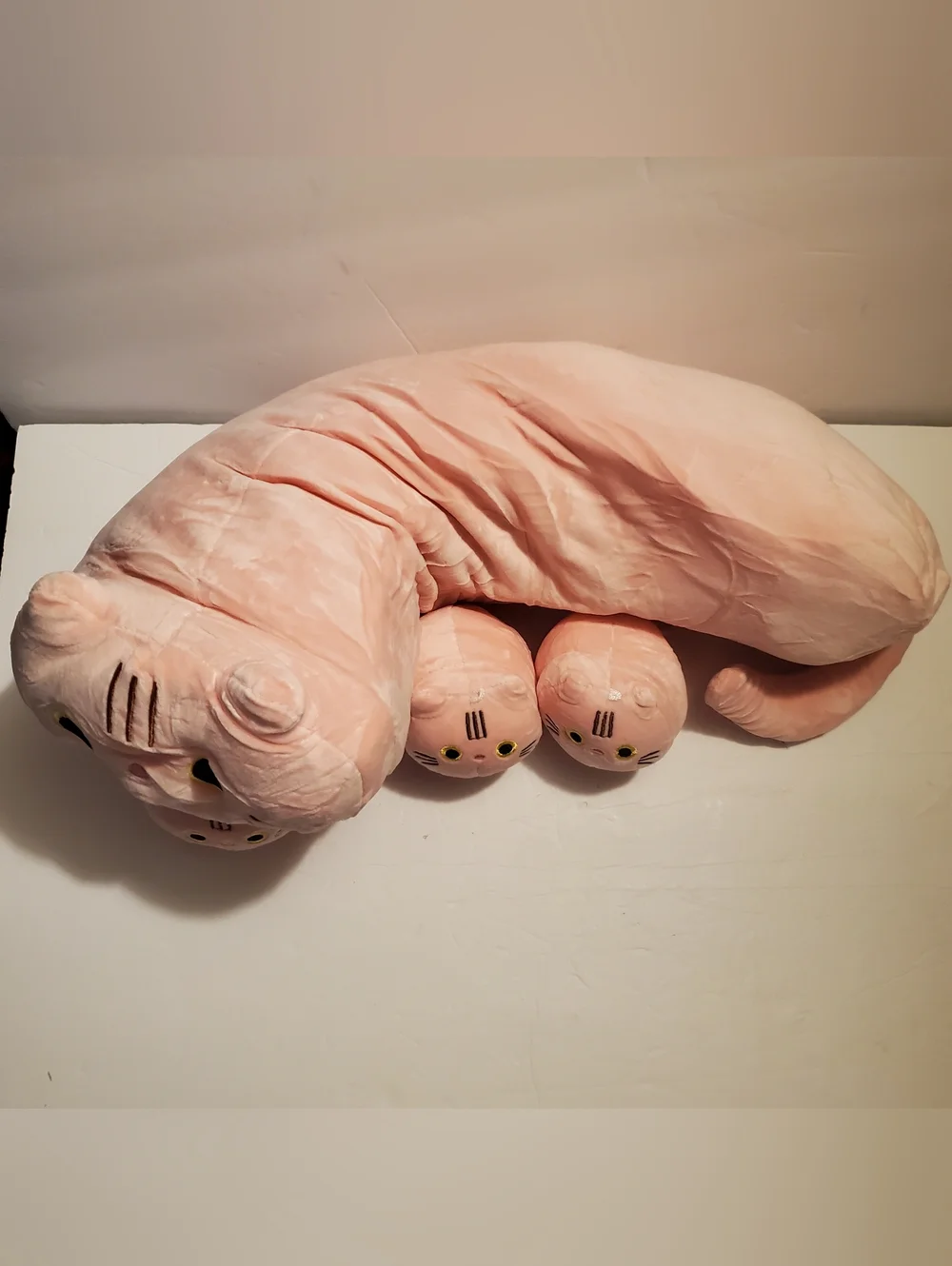 Pink Cat Plush Stuffed Animal with Kittens Collectible Animation Merchandise